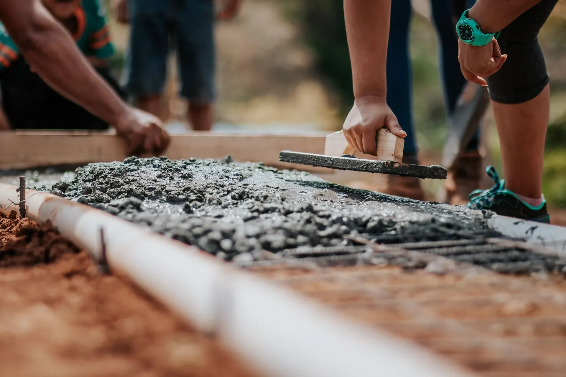 Materials and civil components staged for installation